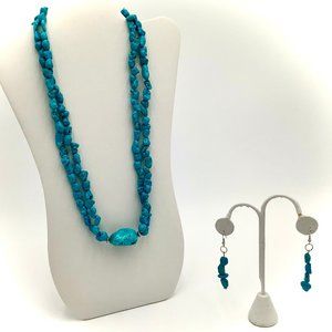 urquoise Nuggets Necklace and Matching Earrings Set